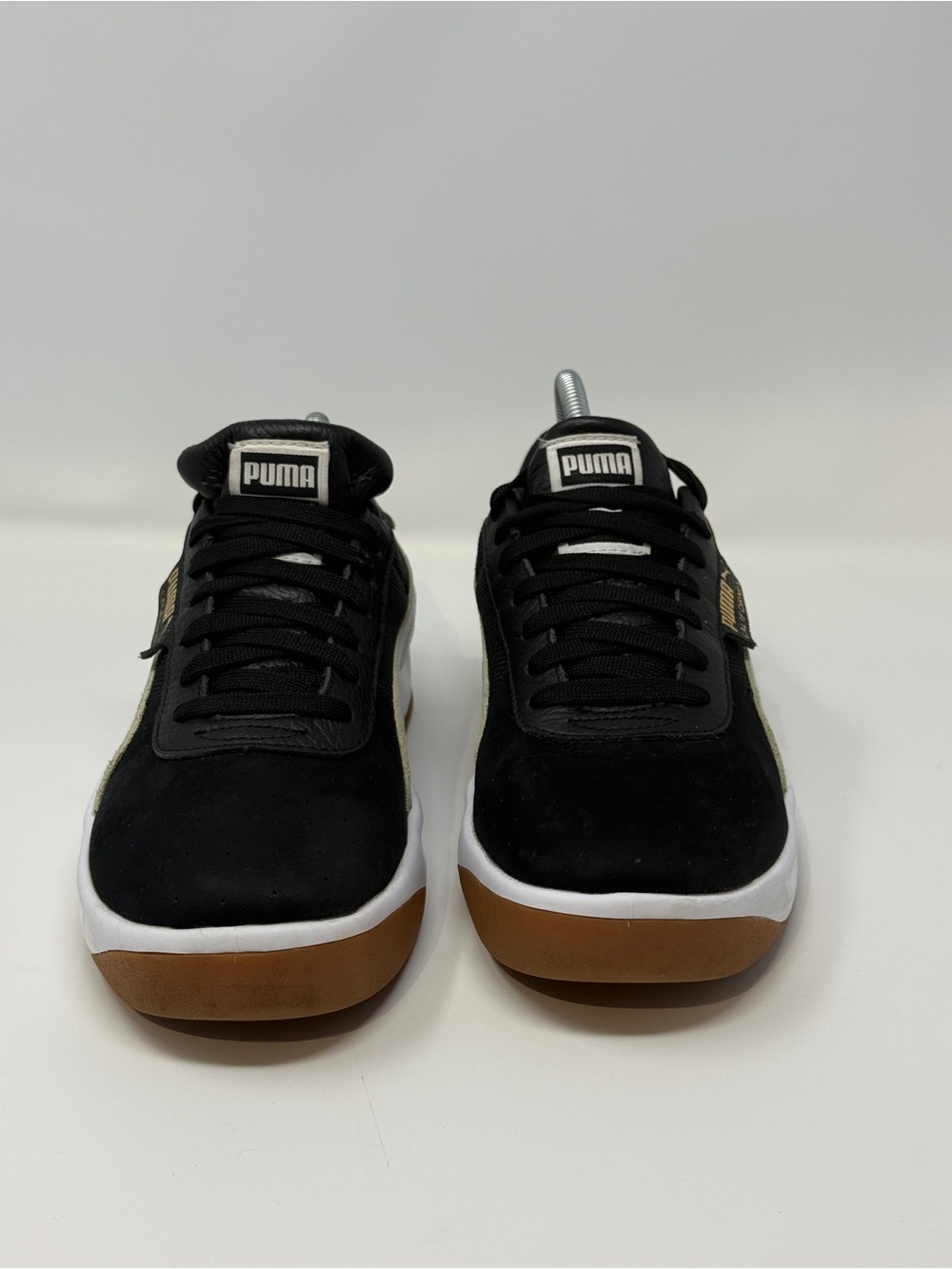 Size 9- Puma Men’s Black Suede Sneakers with White Midsole and Gum Outsole